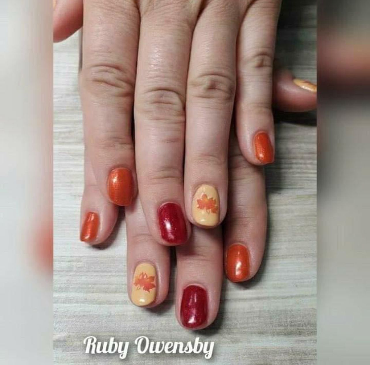 Maple leaf design nails