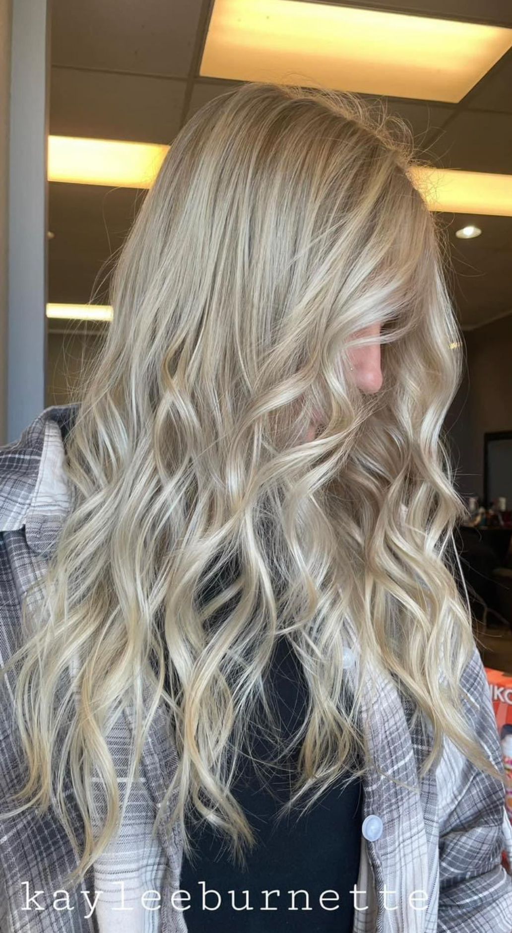 Blonde woman hair style