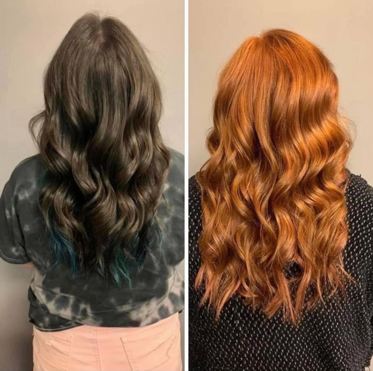 Before and after curly hair color