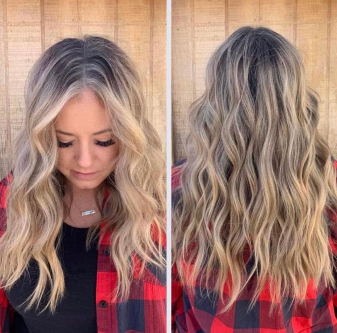 Before and after curly styled hair