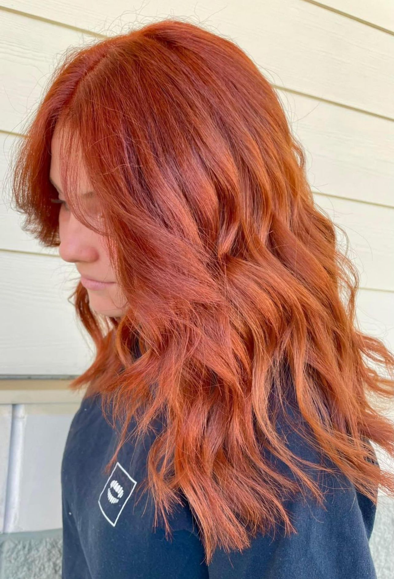 Red colored hair style