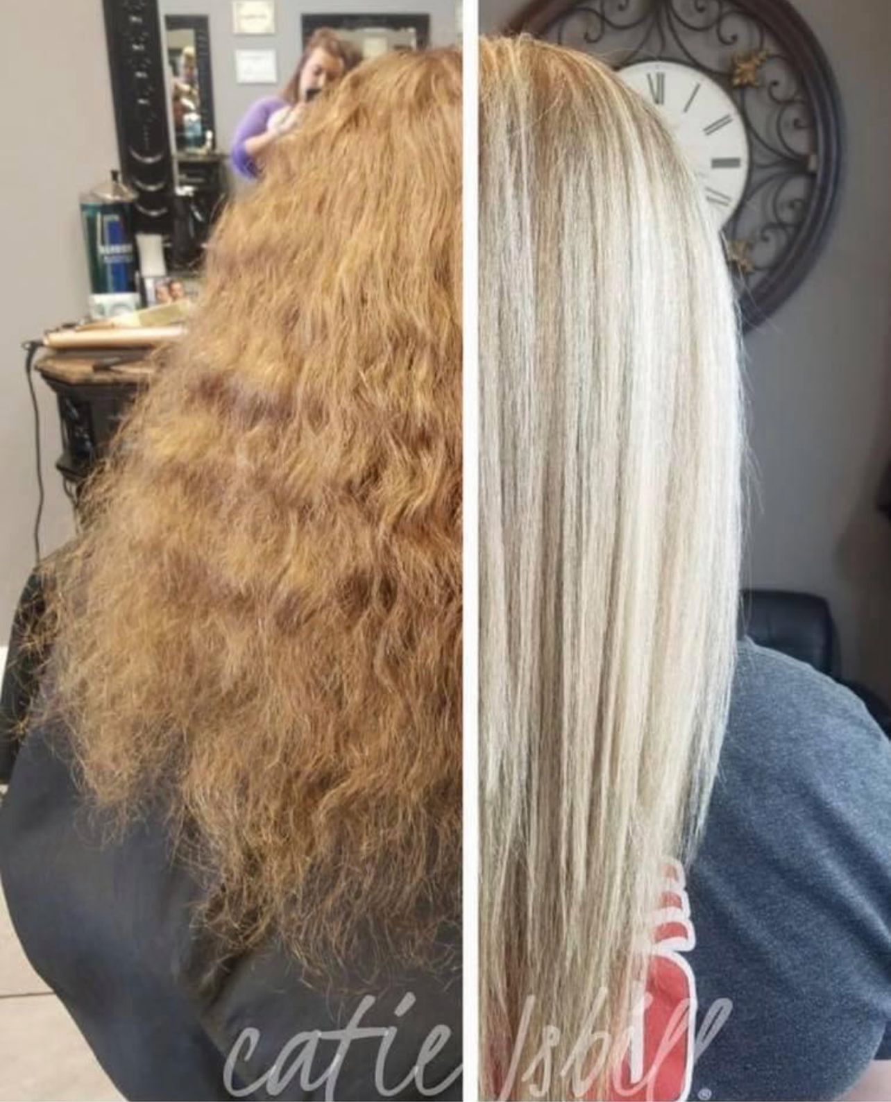 Before and after straight hair