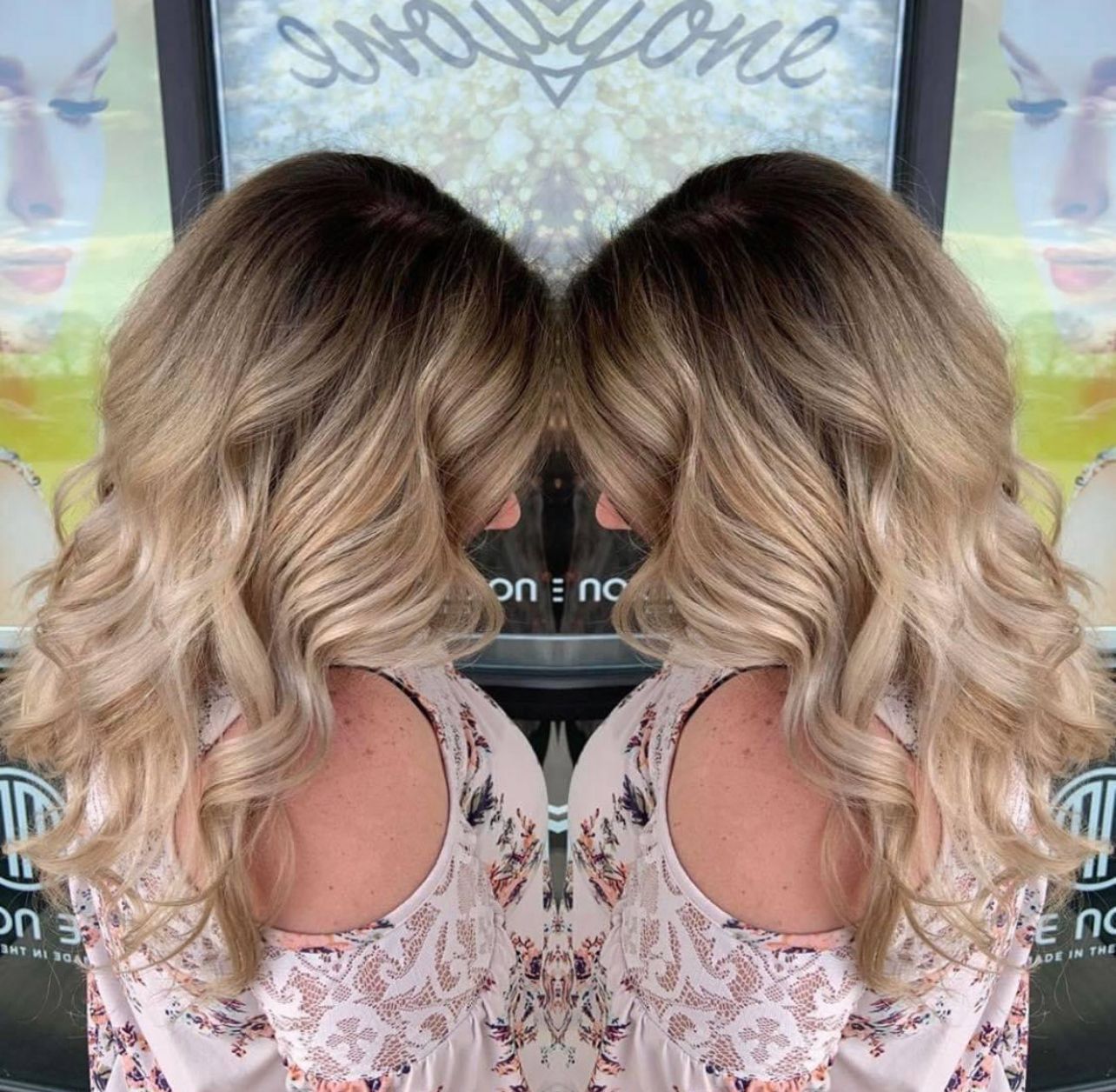 Big curls and blonde hair