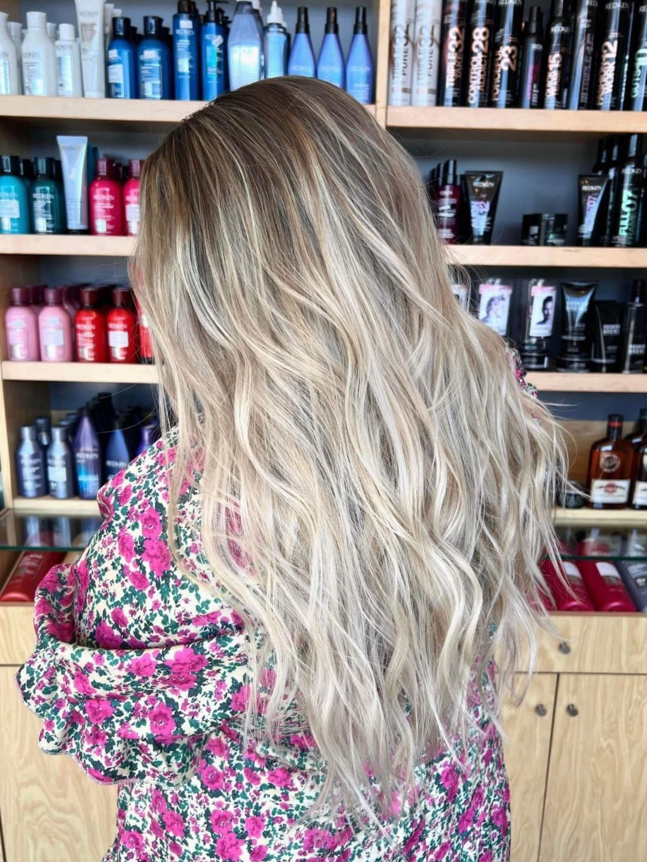 Long curly blonde hair