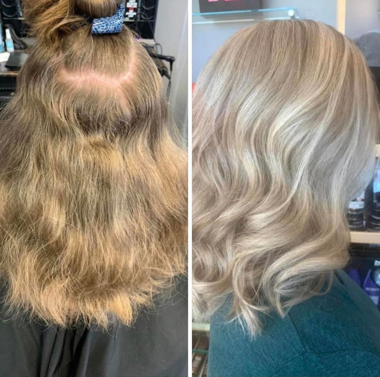 Before and after hair treatment