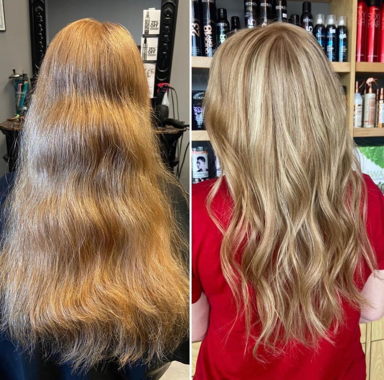 Before and after hair smoothing treatment