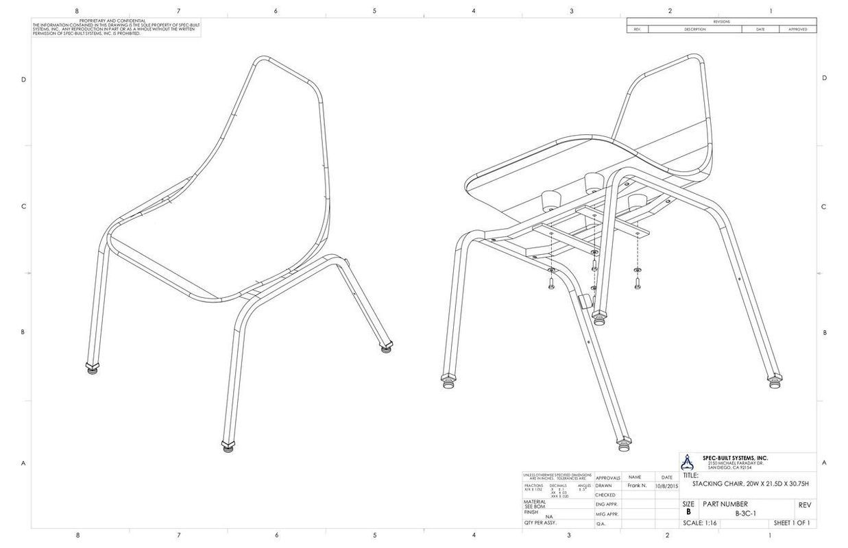 Two wireframe school chairs; one with an attached desk.