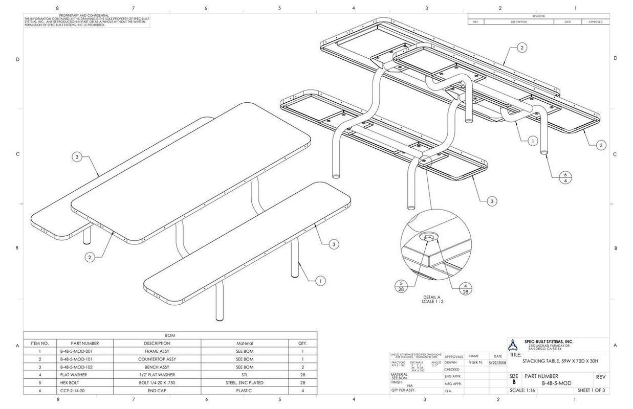 An exploded diagram of a picnic table with numbered components, including the tabletop, seats, and support structures.