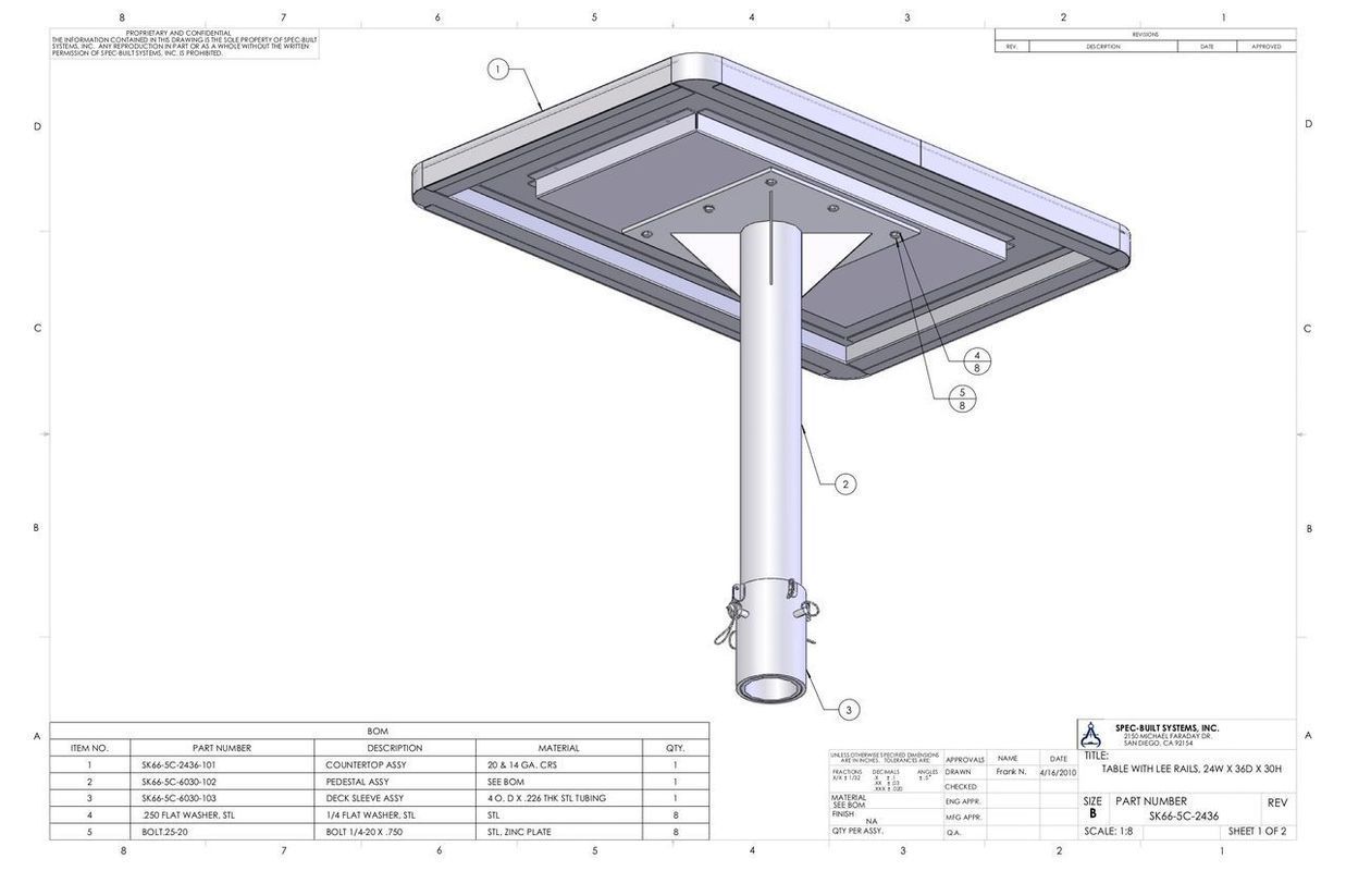Isometric view of a light fixture: a square top with a central pole, and a base with details labeled.