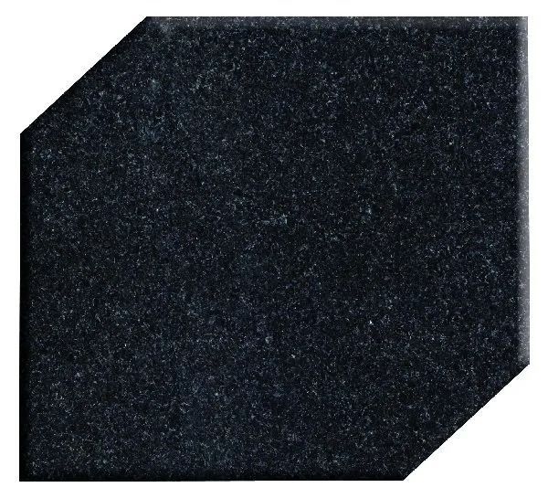 Dark speckled black geometric shape with clipped corners on a white background