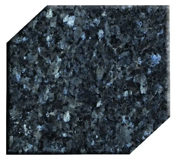 Dark speckled granite tile sample with clipped corners