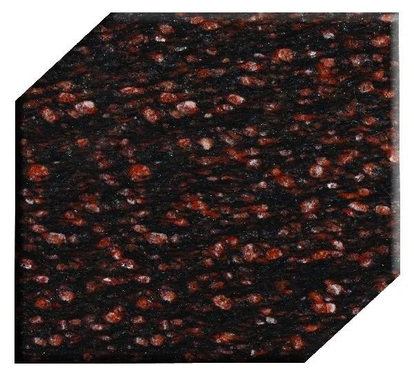 Black speckled stone tile with reddish flecks and beveled edges