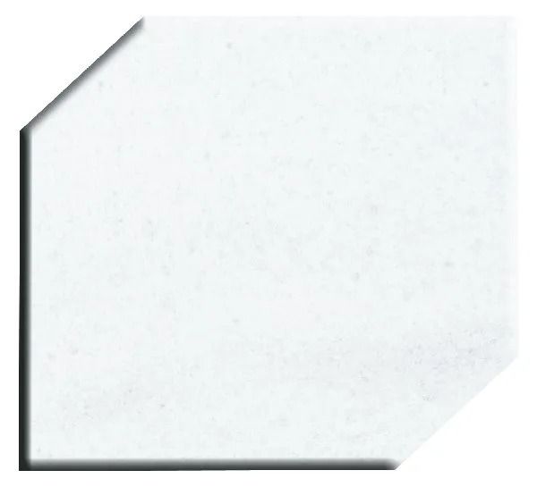 White hexagonal blank sign or paper with gray outline and shadow on a light background