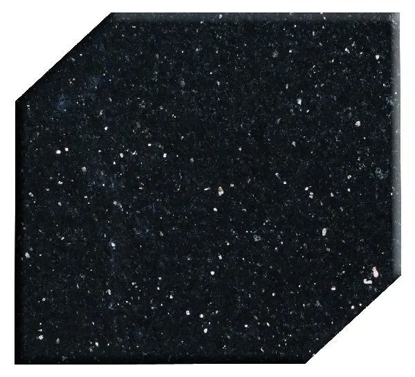 Black speckled stone tile with chamfered corners on a white background