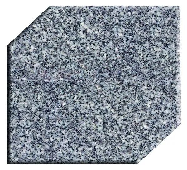 Gray speckled granite tile with clipped corners