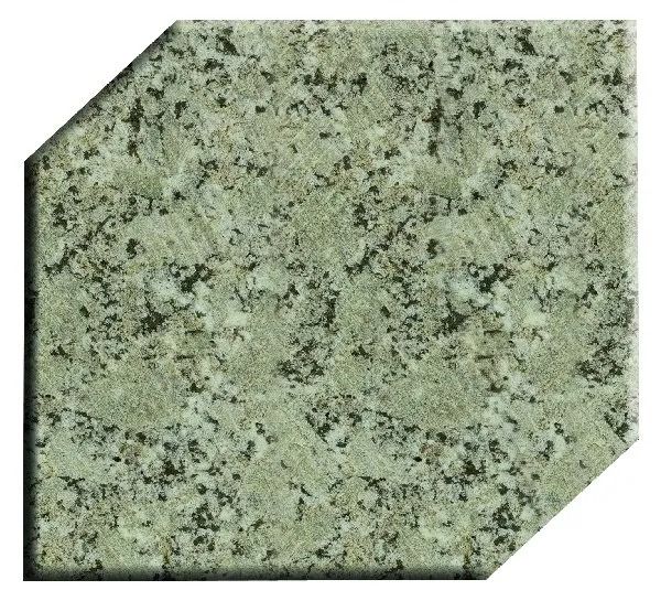 Light green speckled granite tile with clipped corners