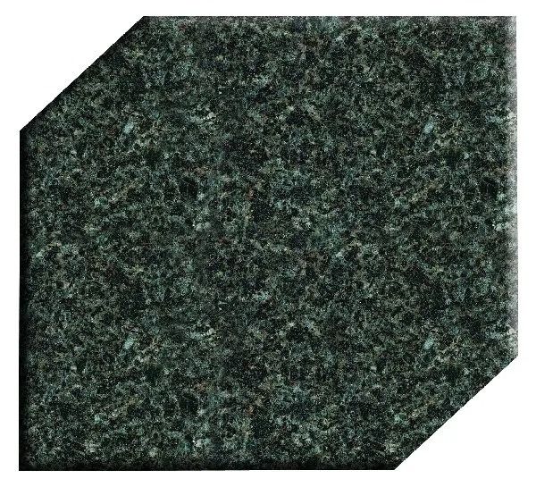 Dark green speckled stone tile with clipped corners on a white background