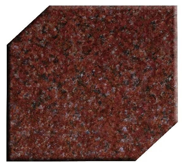 Dark red speckled granite tile with clipped corners on a white background