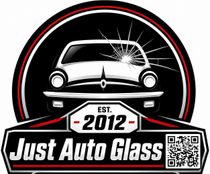 Just Auto Glass logo with white car, red accents, and &ldquo;EST. 2012&rdquo; badge