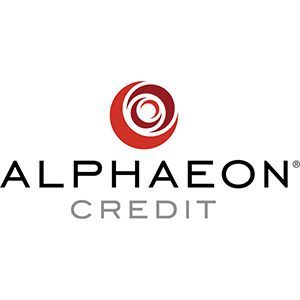 ALPHAEON CREDIT logo with red circular emblem and black and gray text on white background