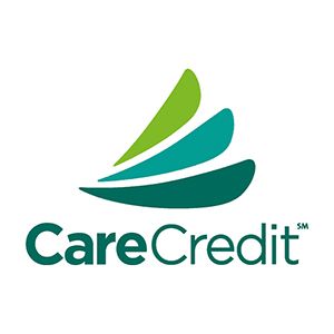 CareCredit logo in green and teal with stylized swoosh graphic above the wordmark