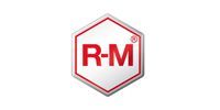 Red R-M logo inside a hexagonal outline on a white background