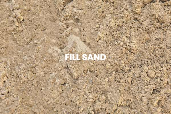 A pile of sand with the words `` fill sand '' written on it.