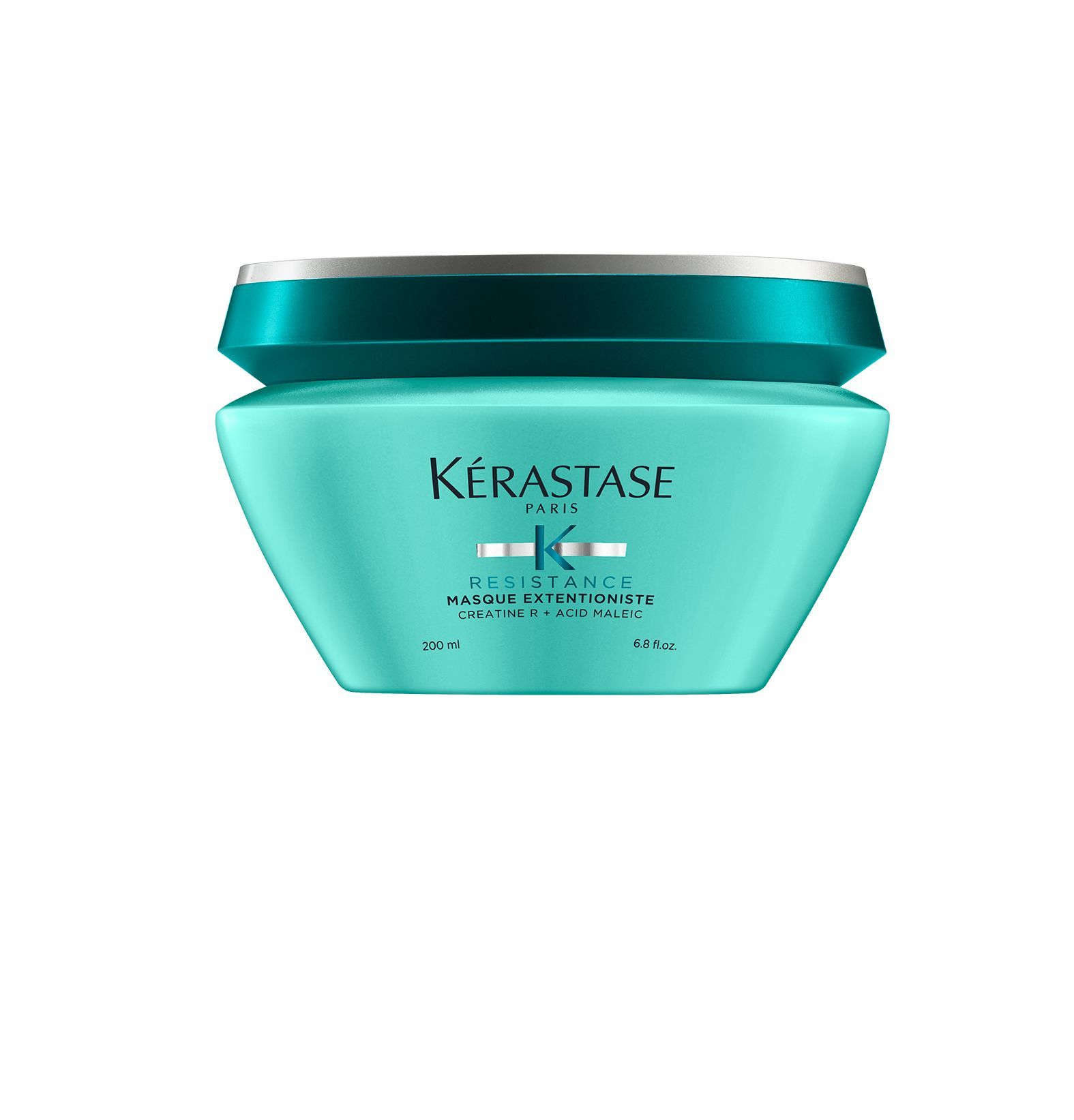 A jar of Kérastase hair mask on a white background