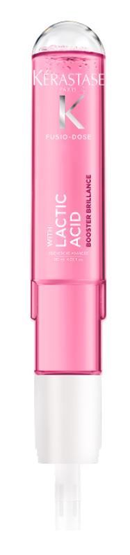 A pink bottle of lactic acid shampoo on a white background