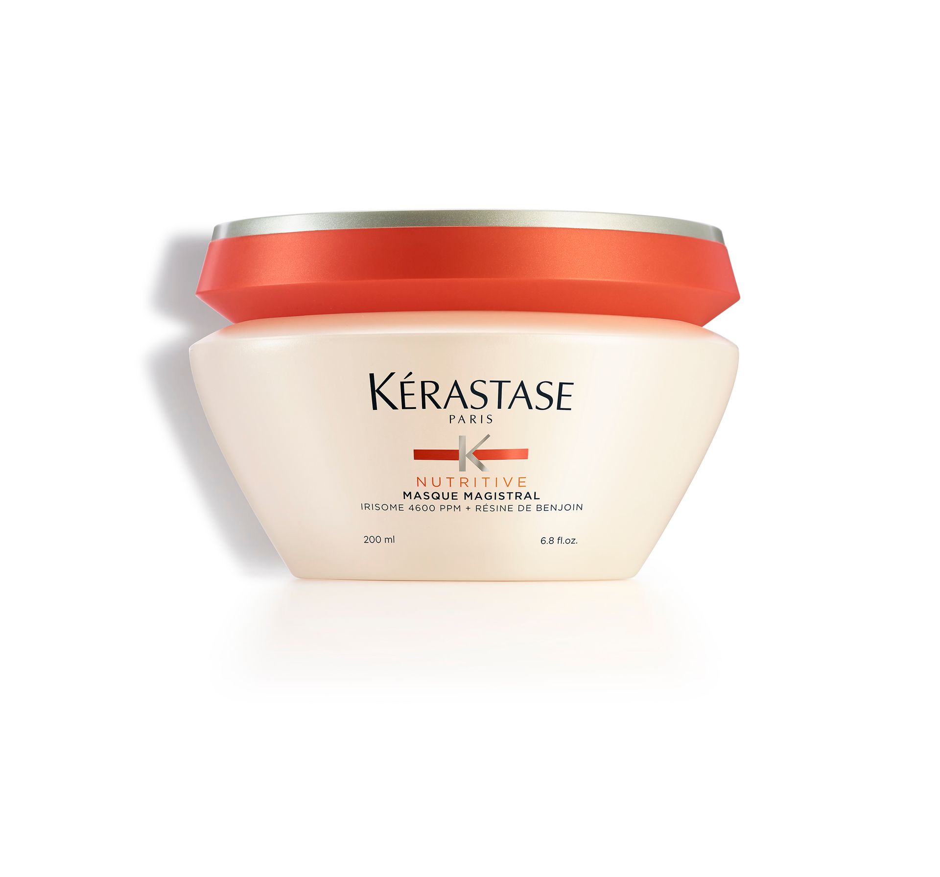 A jar of Kérastase hair mask on a white background