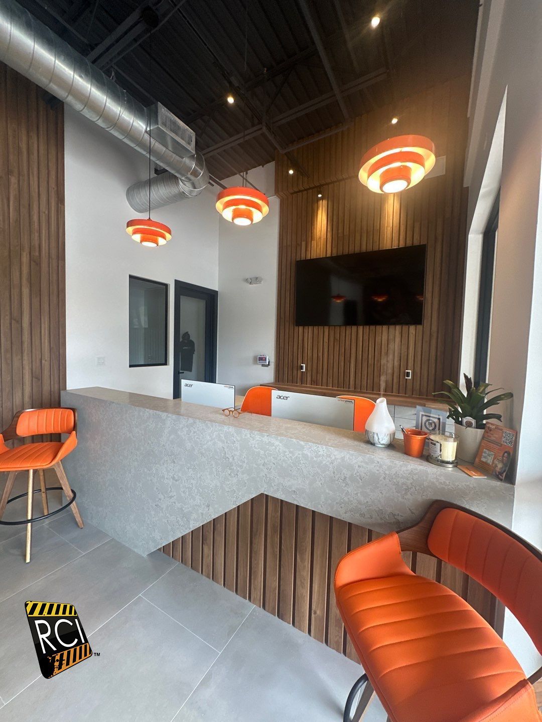 An office check-in area
