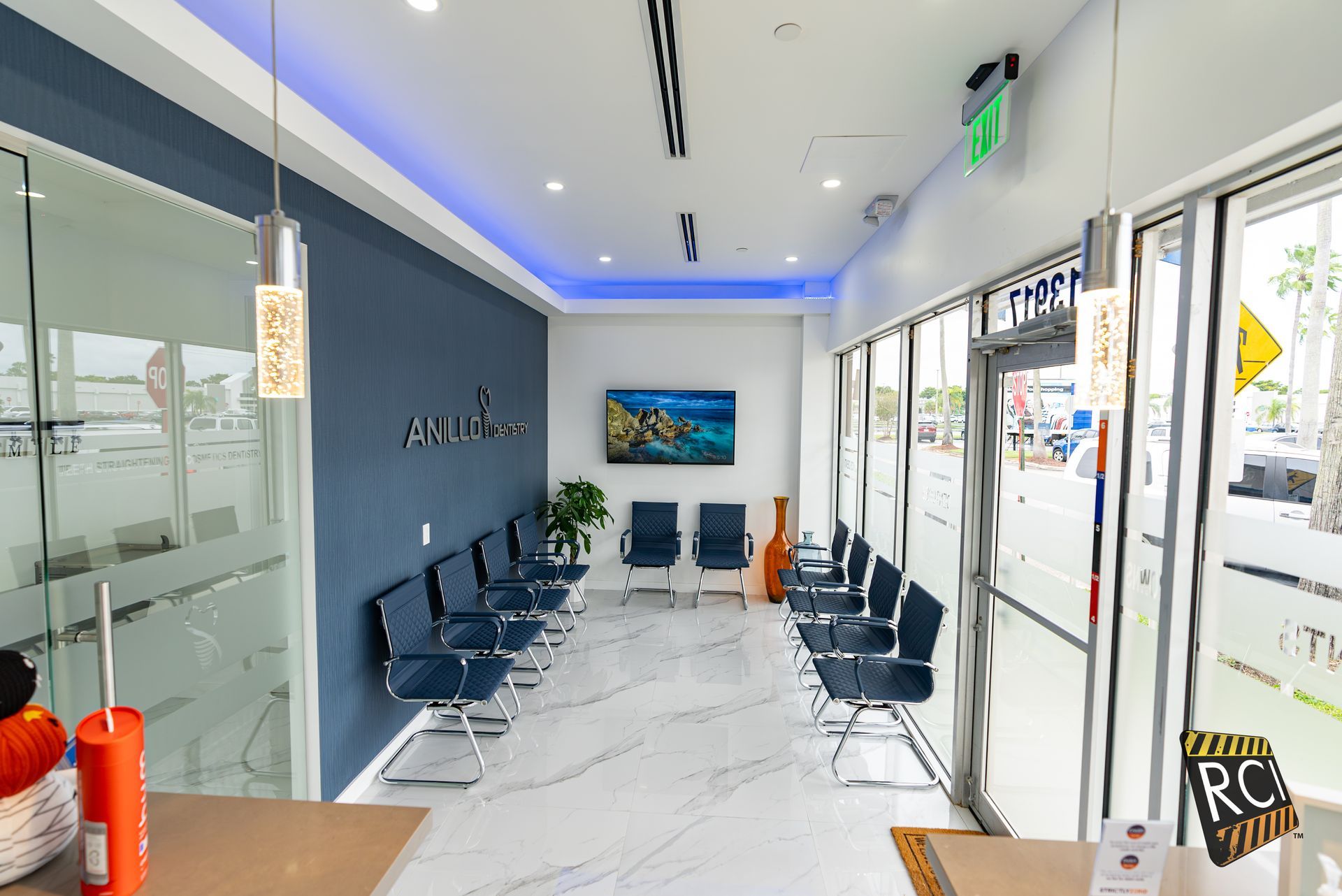 An office check-in area