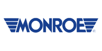 Monroe logo in blue with stylized wing-like stripes on both sides