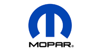 Mopar logo: blue stylized “M” above black wordmark on white background