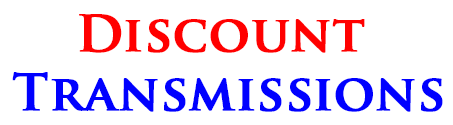Red “Discount” above blue “Transmissions” on a white background.