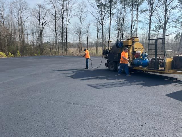 Asphalt paving crew at work