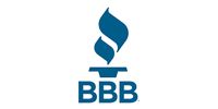 Blue BBB (Better Business Bureau) logo with a stylized torch symbol above the letters.