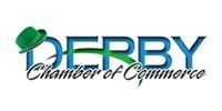 Derby Chamber of Commerce logo in green, blue, and black text with a leaf graphic