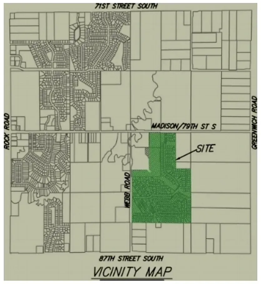Vicinity map with a green highlighted site near Madison/79th St S and Nagle Ave.