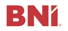 Red BNI logo with tree graphic incorporated into the 