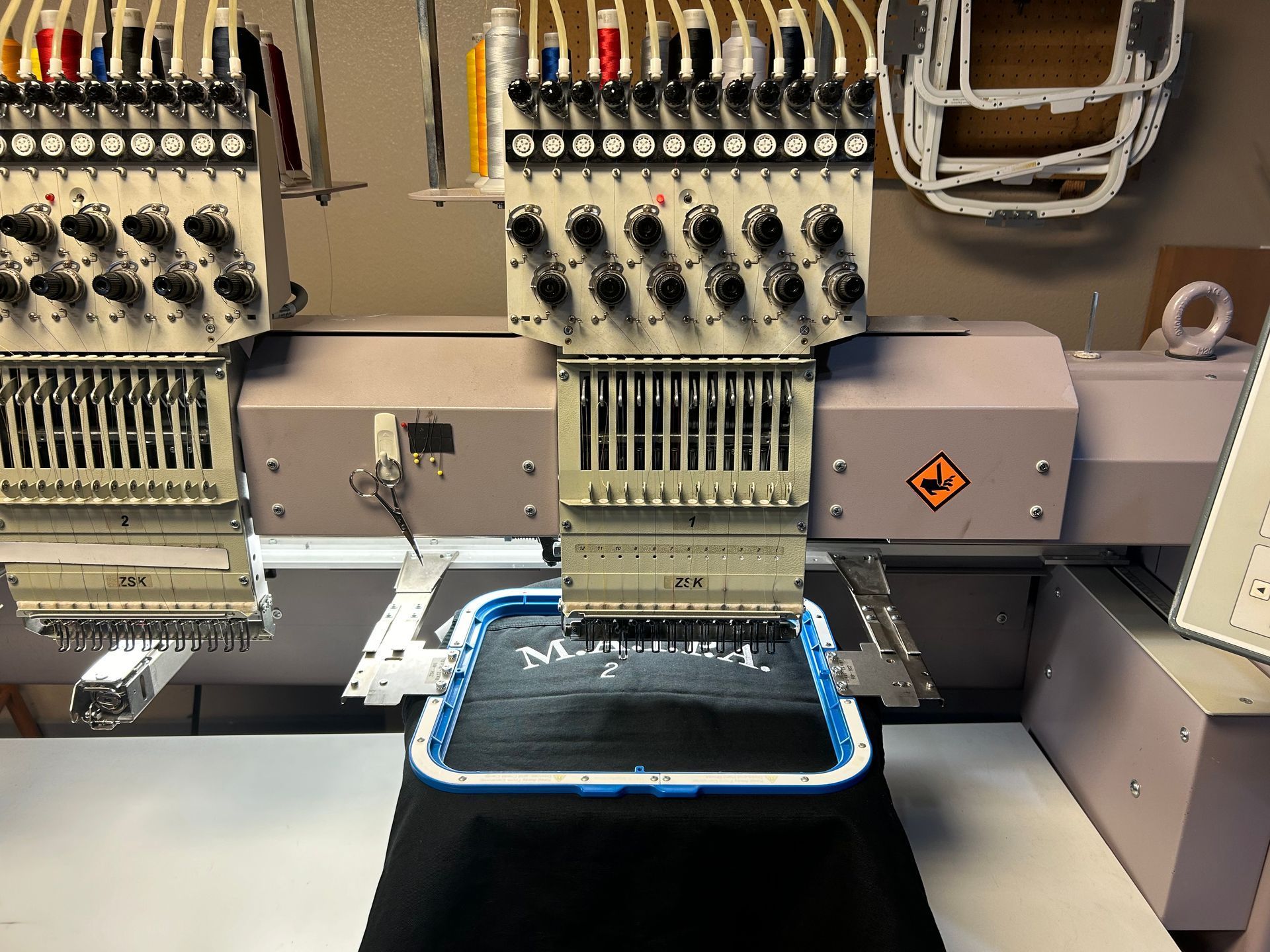 An embroidery machine