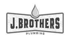 Logo for J. Brothers Plumbing, with text and a water droplet icon.