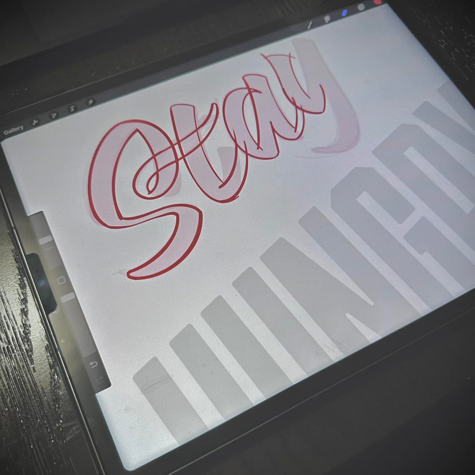 Digital tablet displaying red 