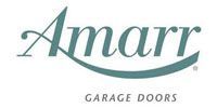 Amarr Garage Doors logo in teal script. Curved underline. 