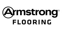 The armstrong flooring logo is black and white on a white background.