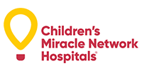 The children's miracle network hospitals logo is yellow and red.