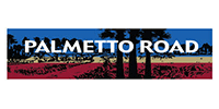 A palmetto road logo with trees in the background.