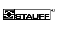 A black and white logo for a company called stauff.