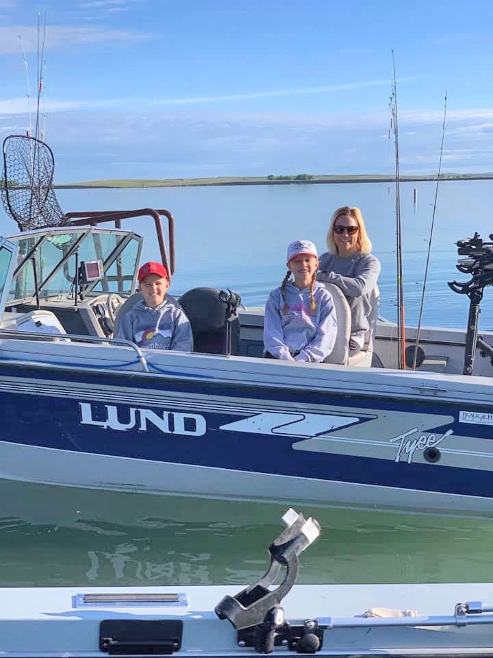 People riding a boat