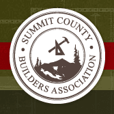 Summit County Builders Association logo: circular seal with text, tools, mountain scene.